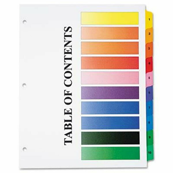 Made-To-Stick 753001 One-Step Index Sheets  10-Tab  1-10 &amp; Letter - Assorted Color MA3754236